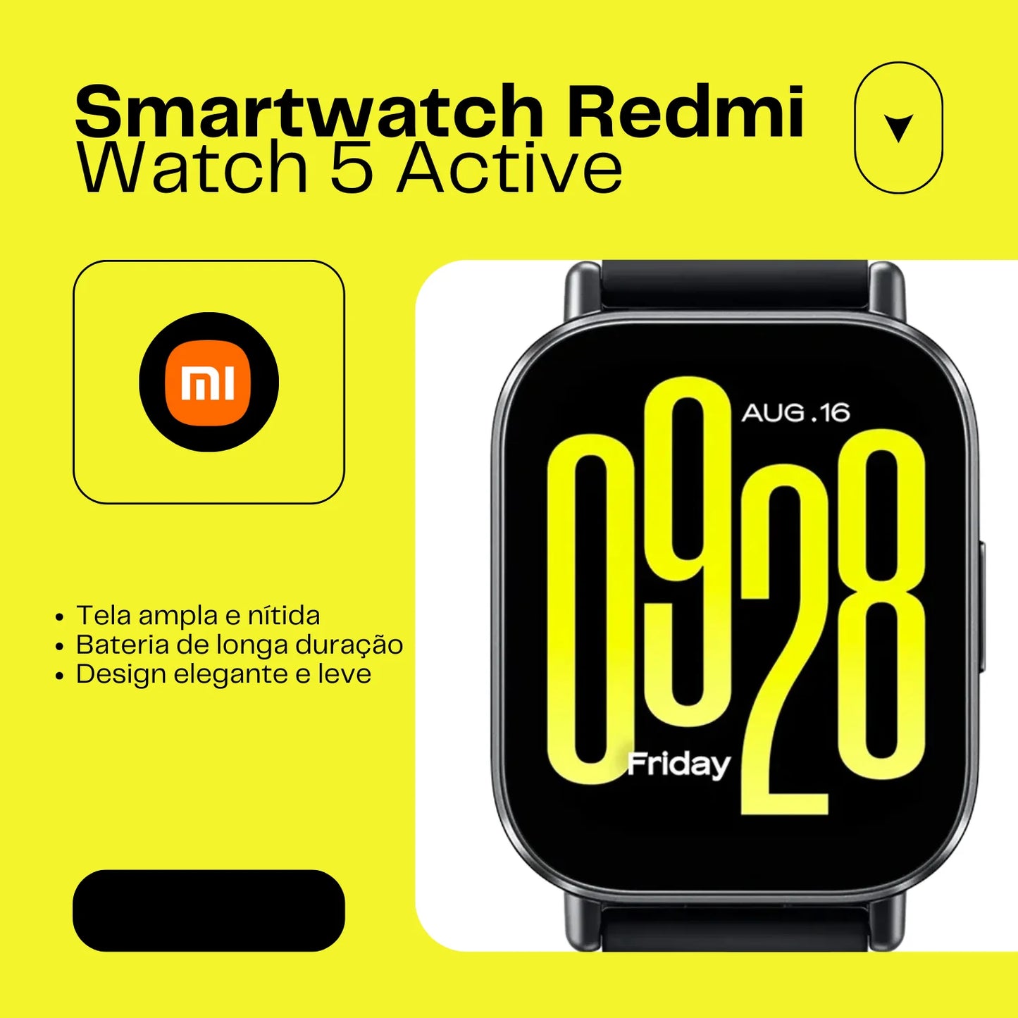 Smart Watch Redmi Watch 5 Active 2 Inch LCD 60Hz Water Resistance 5ATM Sleep and Fitness Monitor Up to 18 Days Battery