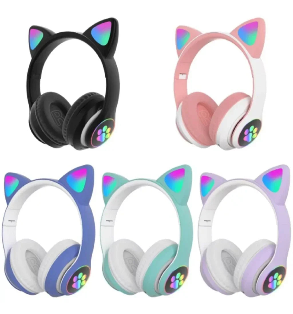 Fone Bluetooth Orelha De Gatinho Gato 5.0 Com Led Headphone