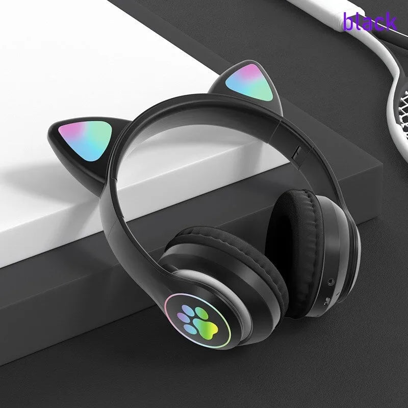 Fone Bluetooth Orelha De Gatinho Gato 5.0 Com Led Headphone