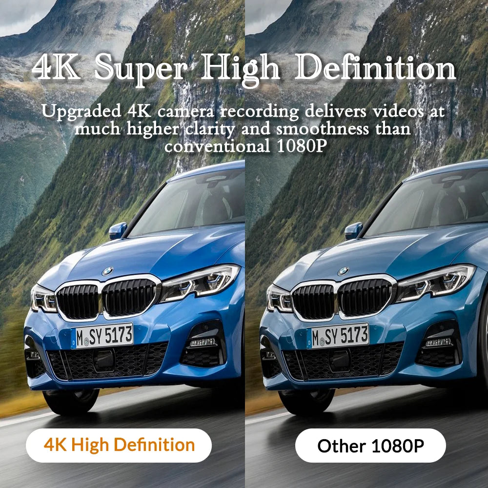 4K Dash Camera Ultra HD Front Dashcam For Car WiFi Dash Cam Vehicle DVR Video Recorder with Night Vision 24H Parking