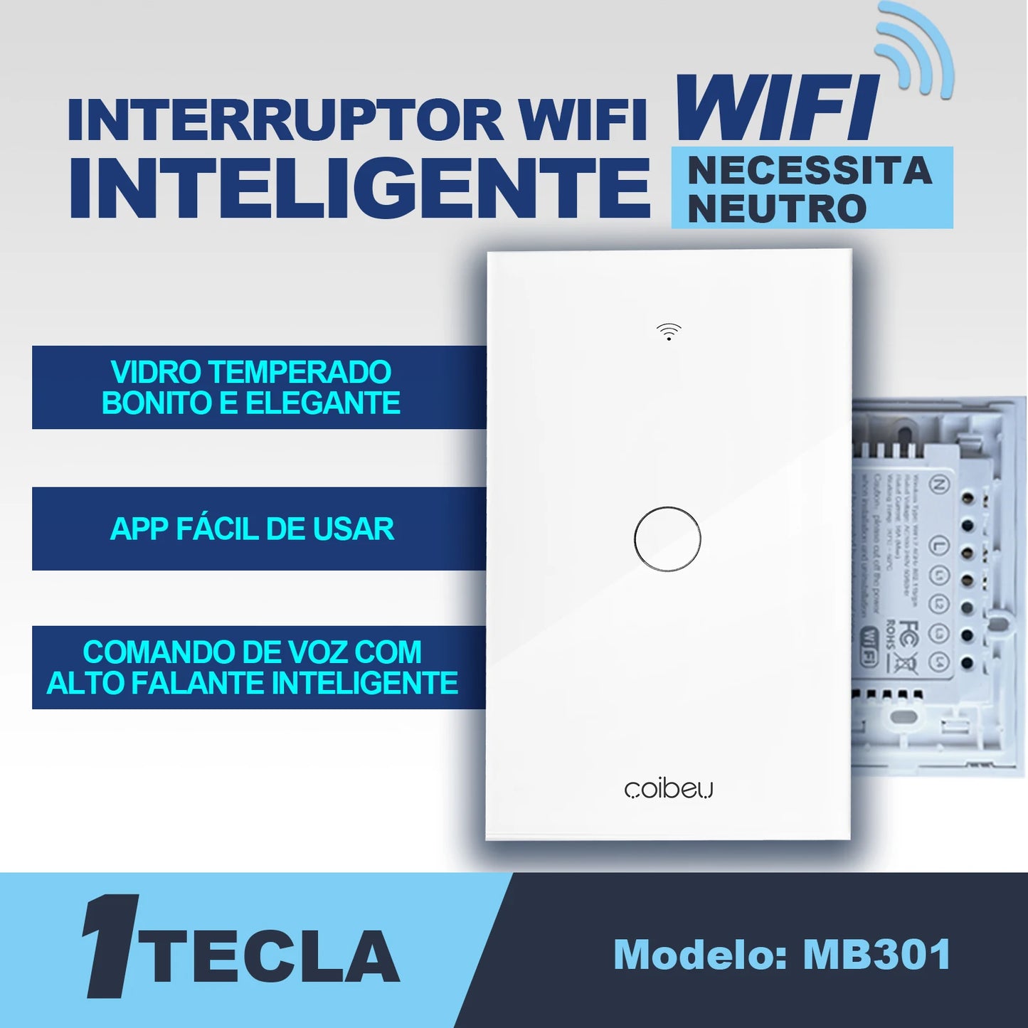 Touch switch, Smart Switch, WiFi switch, control switch, Compatible with Alexa Tuya Google, with neutral