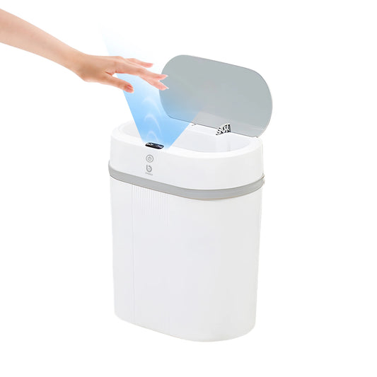 Lixeira Inteligente 12L com Sensor Automático, Tampa com Abertura Suave e Design Moderno - Cor Cinza, Ideal para Banheiros