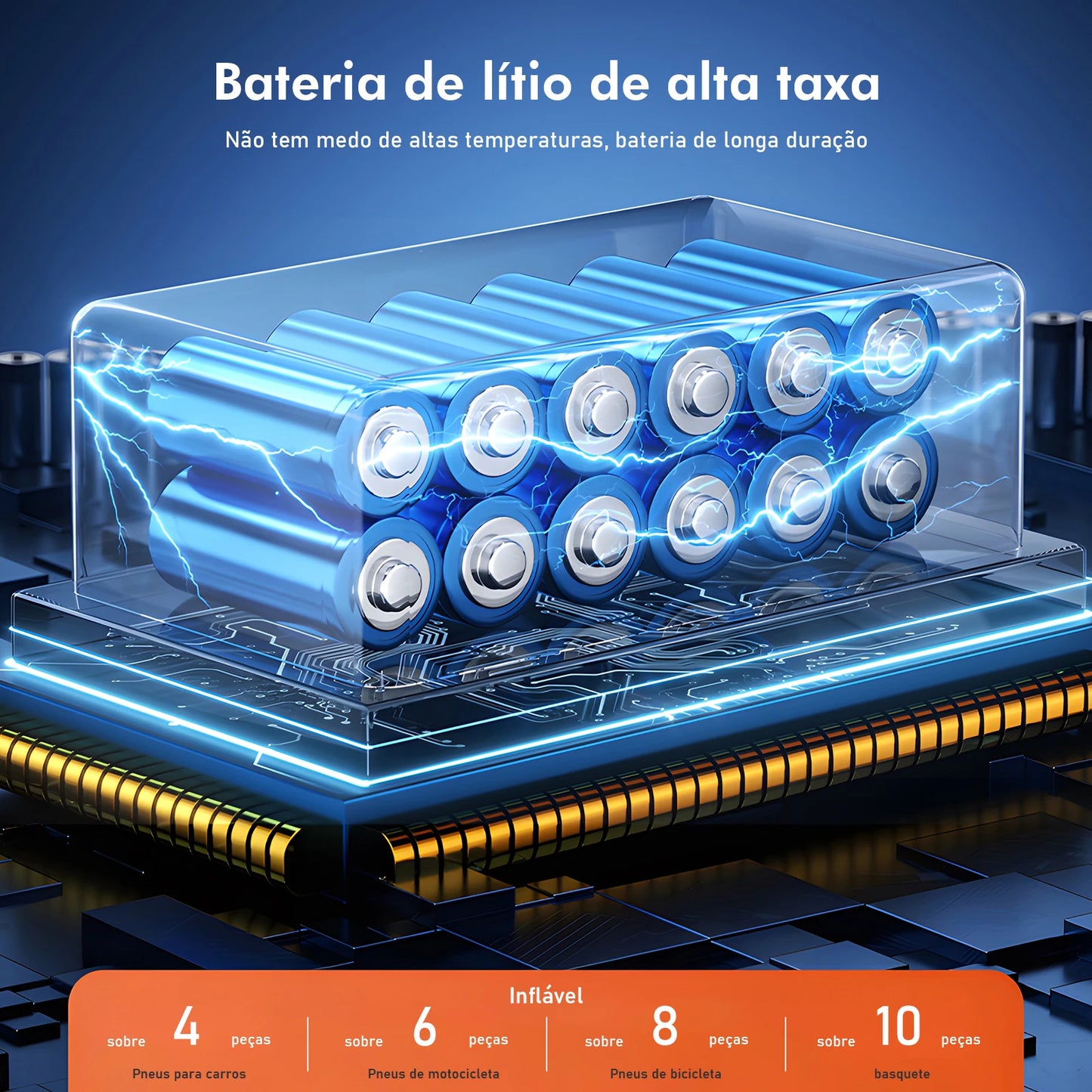 Mini Compressor de Ar Portátil Digital 120W com Lanterna LED - Bomba Elétrica para Pneus de Carro, Moto e Bike