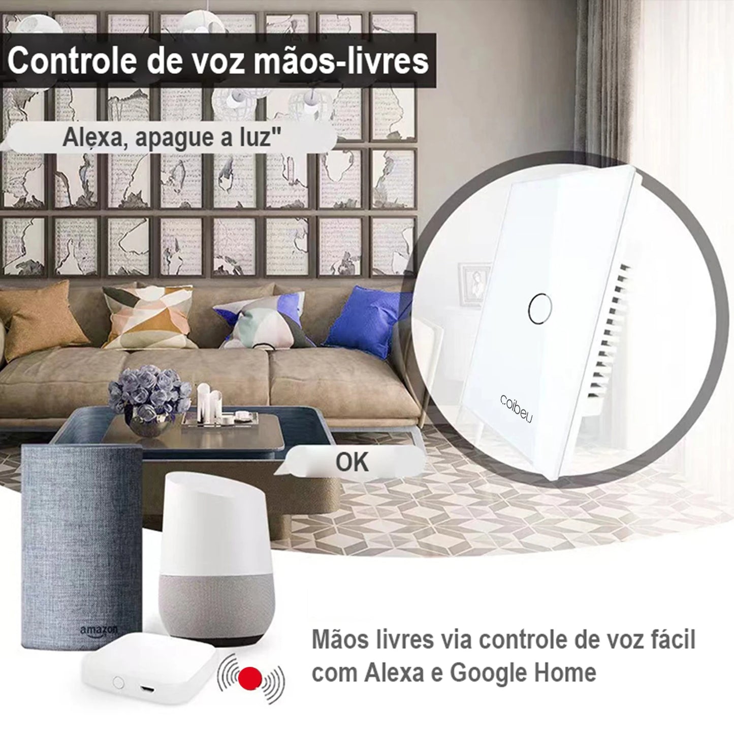 Touch switch, Smart Switch, WiFi switch, control switch, Compatible with Alexa Tuya Google, with neutral