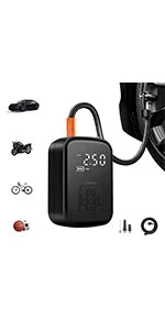 Mini Compressor de Ar Portátil Digital 120W com Lanterna LED - Bomba Elétrica para Pneus de Carro, Moto e Bike