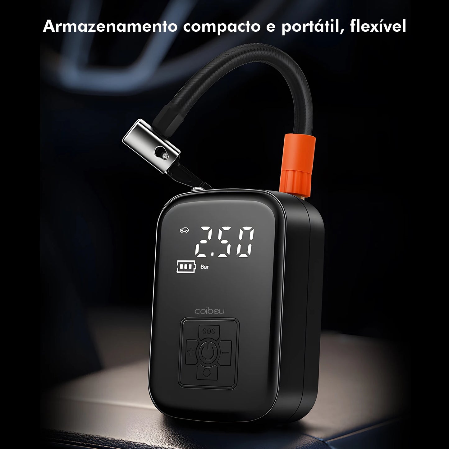 Mini Compressor de Ar Portátil Digital 120W com Lanterna LED - Bomba Elétrica para Pneus de Carro, Moto e Bike