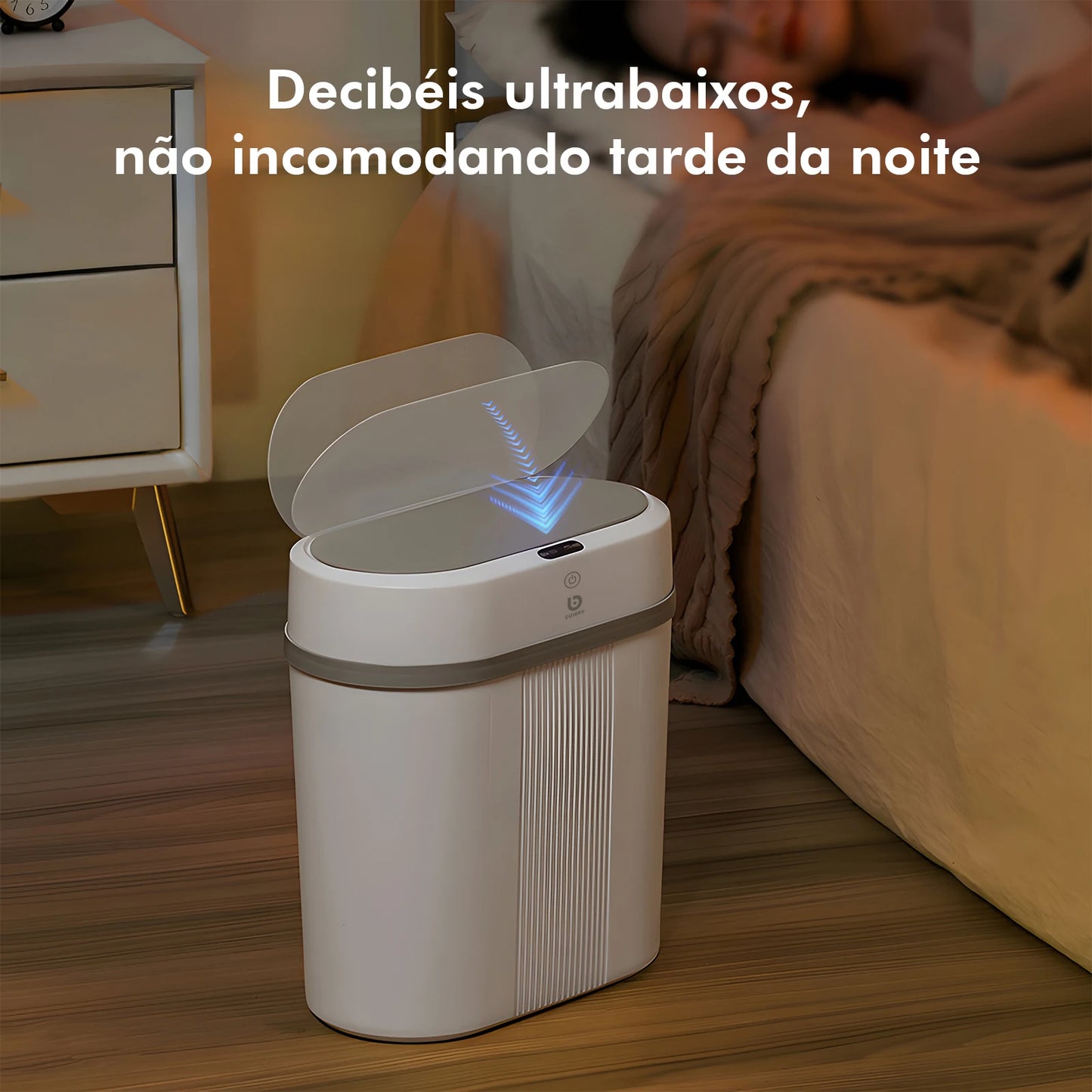 Lixeira Inteligente 12L com Sensor Automático, Tampa com Abertura Suave e Design Moderno - Cor Cinza, Ideal para Banheiros