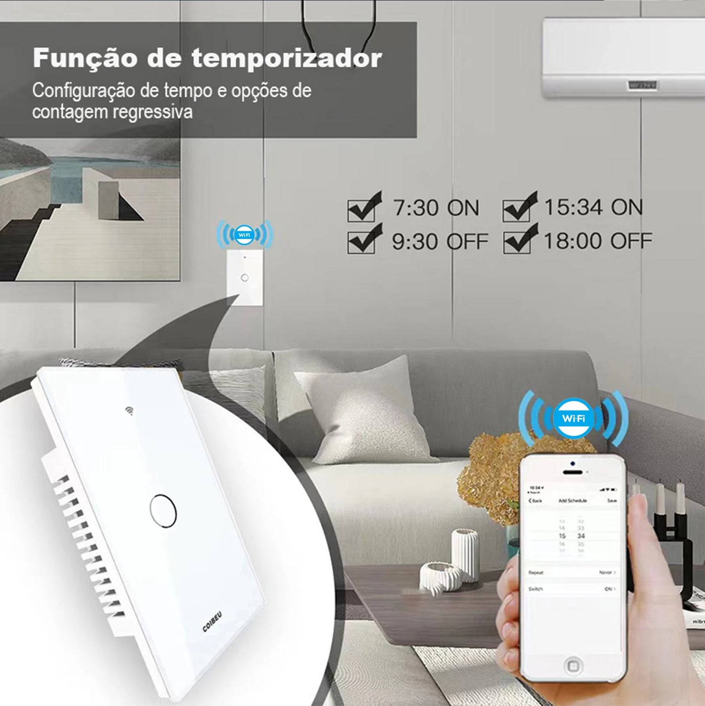 Touch switch, Smart Switch, WiFi switch, control switch, Compatible with Alexa Tuya Google, with neutral