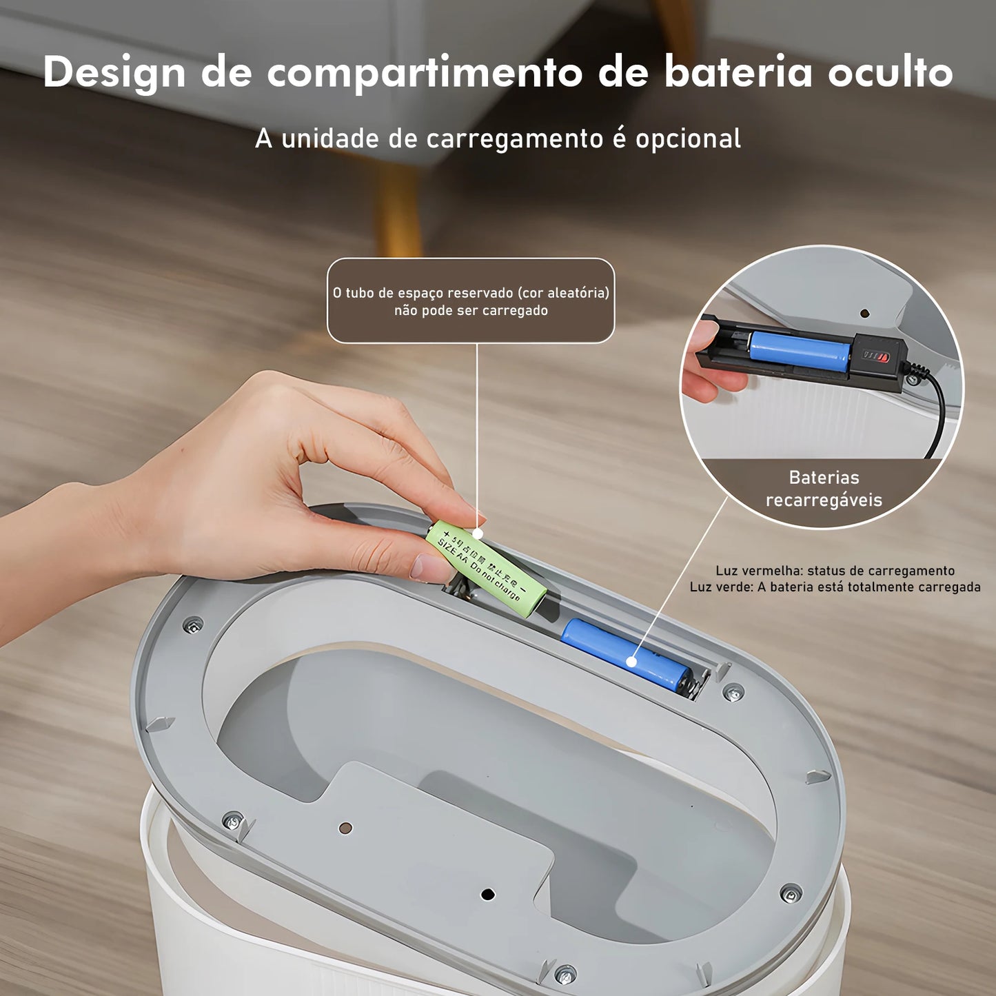 Lixeira Inteligente 12L com Sensor Automático, Tampa com Abertura Suave e Design Moderno - Cor Cinza, Ideal para Banheiros